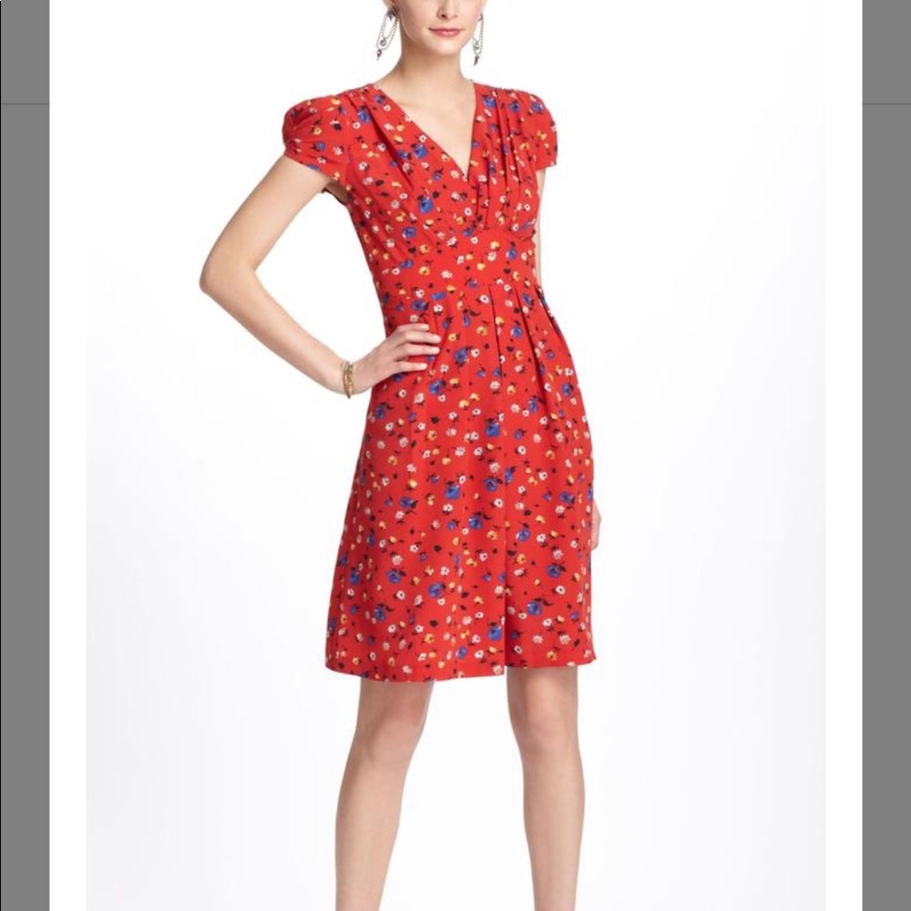 Anthropologie Basque Red Floral Dress - Picture 2 of 5